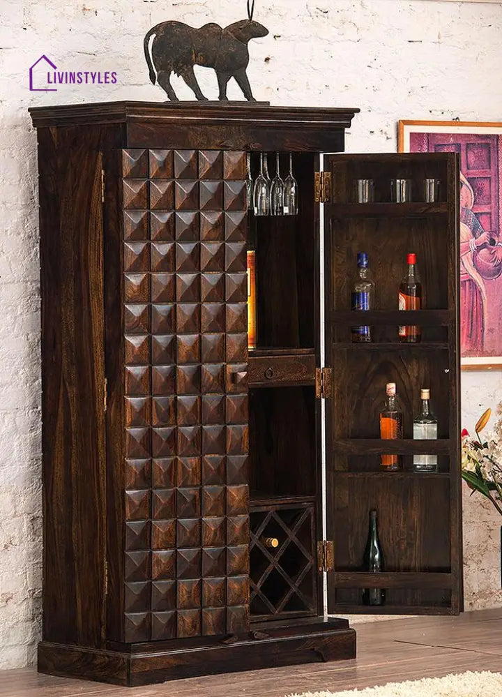 Yesenia Solid Wood Bar Cabinet Bar