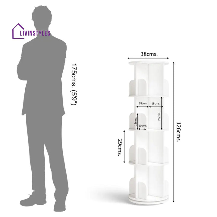Yeseniya 360° Rotating Bookshelf - White 360 Rotating Bookshelf