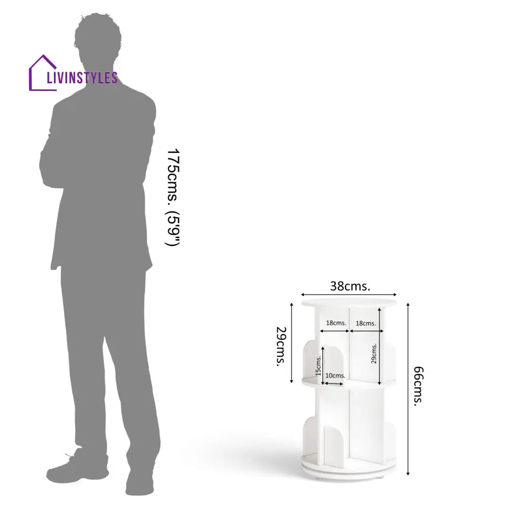 Yeseniya 360° Rotating Bookshelf - White 360 Rotating Bookshelf