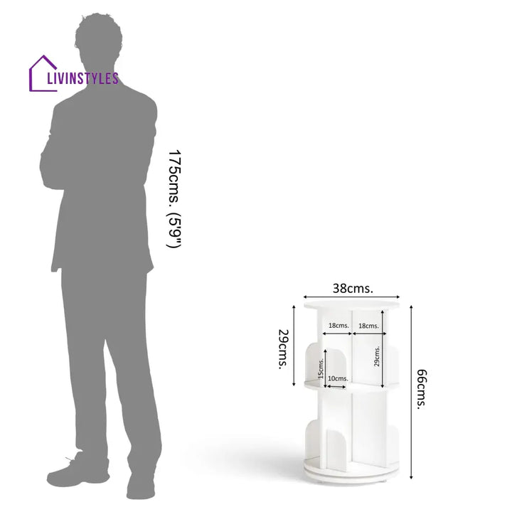 Yeseniya 360° Rotating Bookshelf - White 360 Rotating Bookshelf