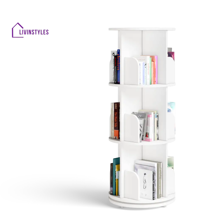 Yeseniya 360° Rotating Bookshelf - White 360 Rotating Bookshelf