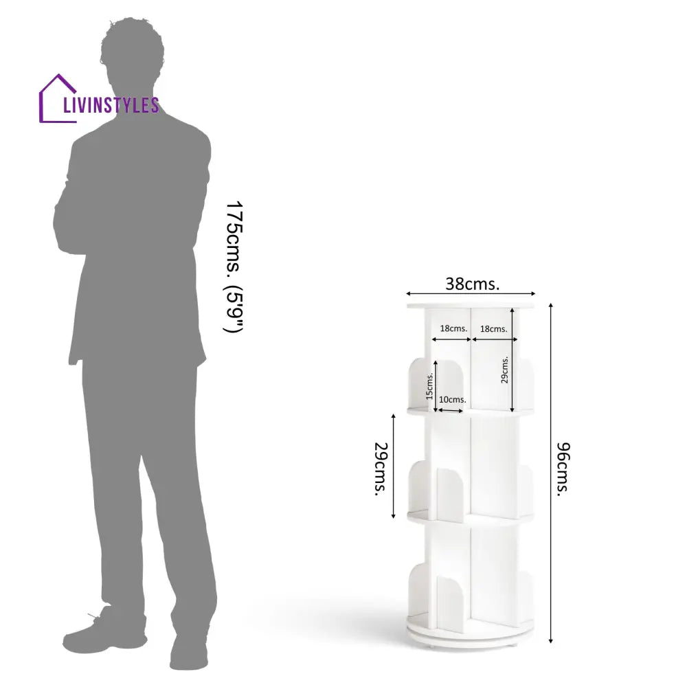Yeseniya 360° Rotating Bookshelf - White 360 Rotating Bookshelf