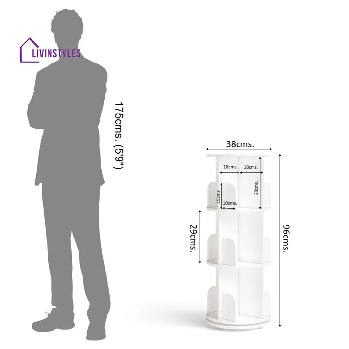 Yeseniya 360° Rotating Bookshelf - White 360 Rotating Bookshelf