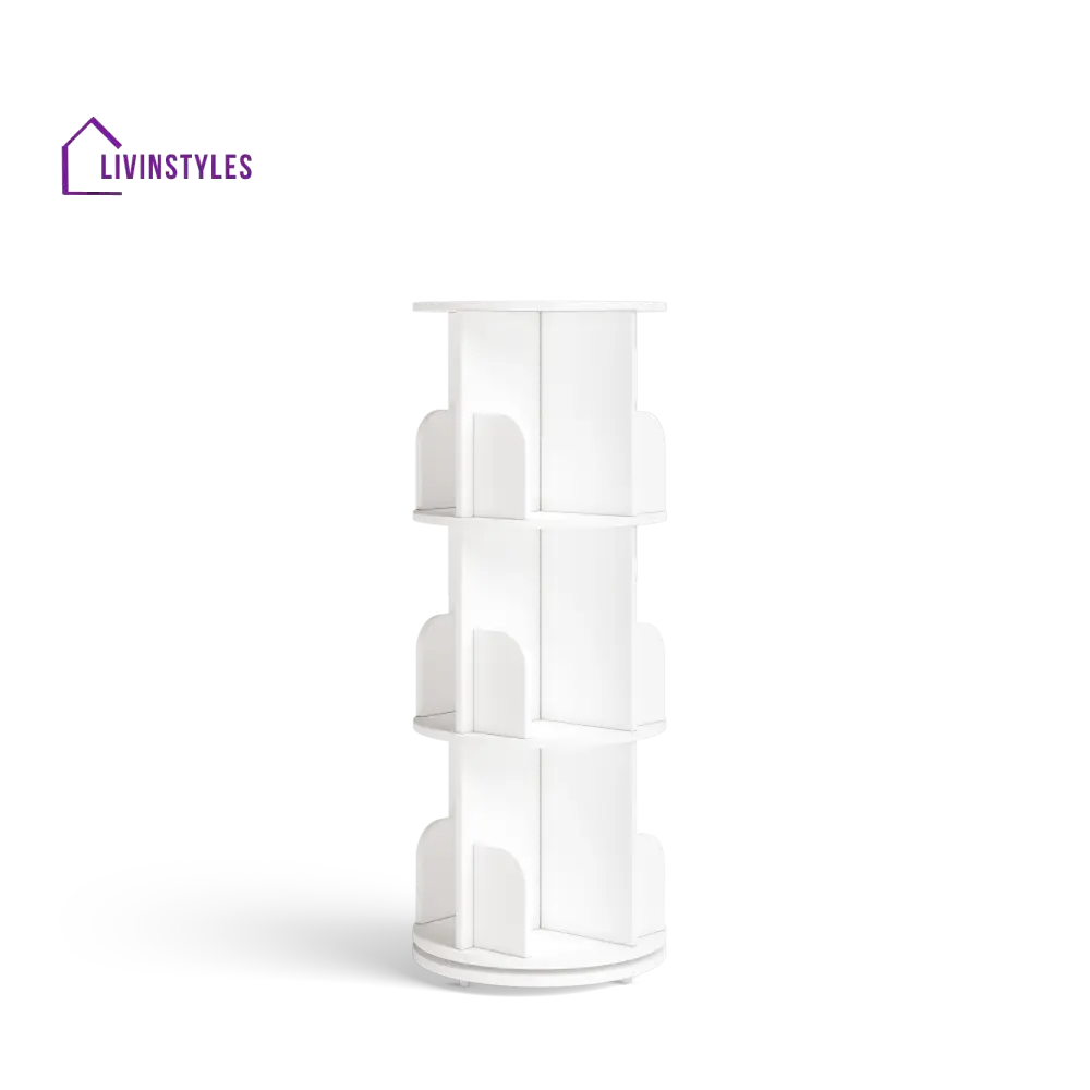 Yeseniya 360° Rotating Bookshelf - White 360 Rotating Bookshelf