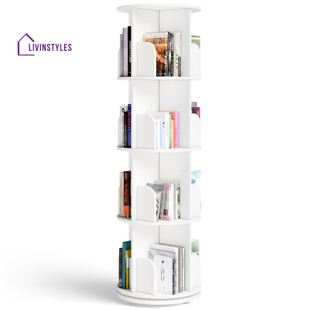 Yeseniya 360° Rotating Bookshelf - White 360 Rotating Bookshelf