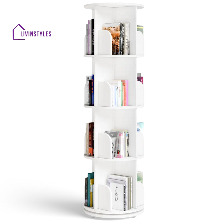 Yeseniya 360° Rotating Bookshelf - White 360 Rotating Bookshelf