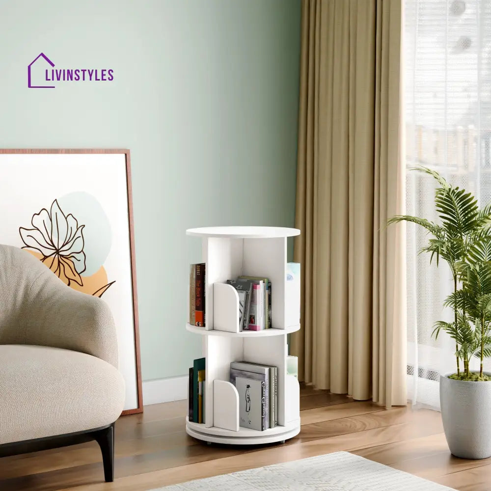 Yeseniya 360° Rotating Bookshelf - White 360 Rotating Bookshelf