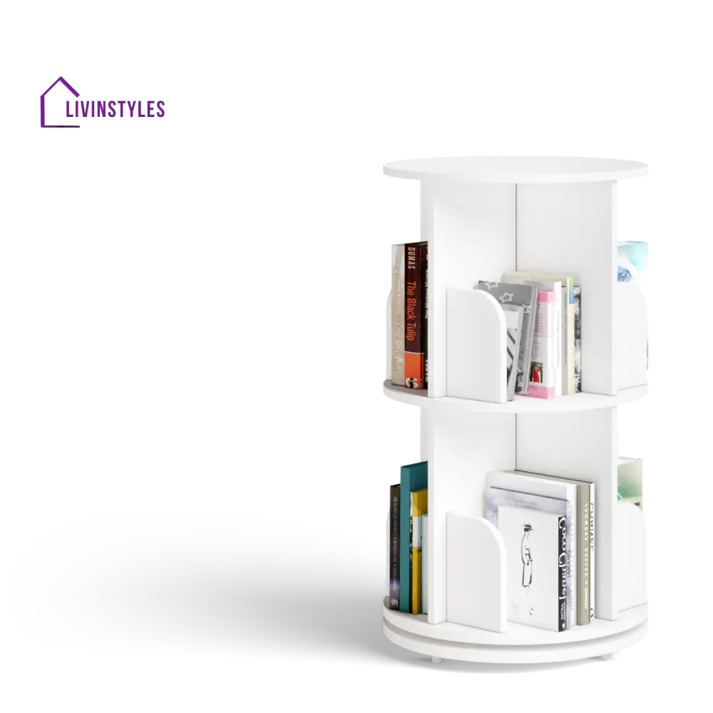 Yeseniya 360° Rotating Bookshelf - White 360 Rotating Bookshelf