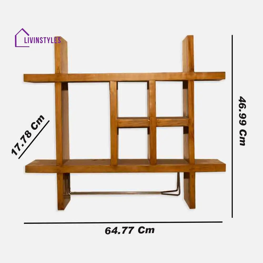 Yevhen Wall Mount Wooden Wine Rack - Natural Bar Furniture