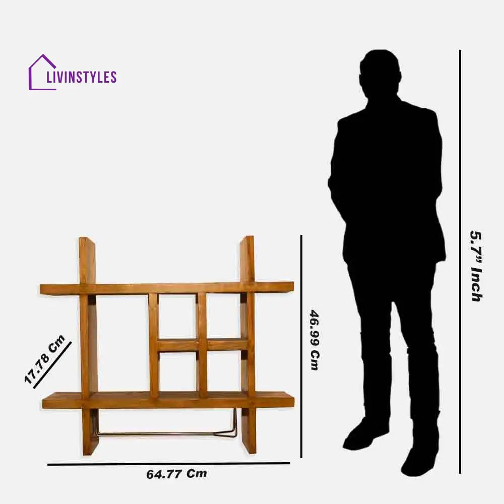 Yevhen Wall Mount Wooden Wine Rack - Natural Bar Furniture
