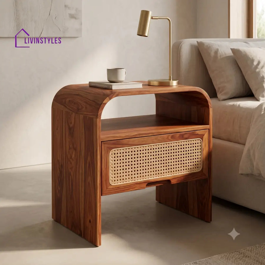 Yewande Premium Wooden Bedside Table | Side Table for Bedroom