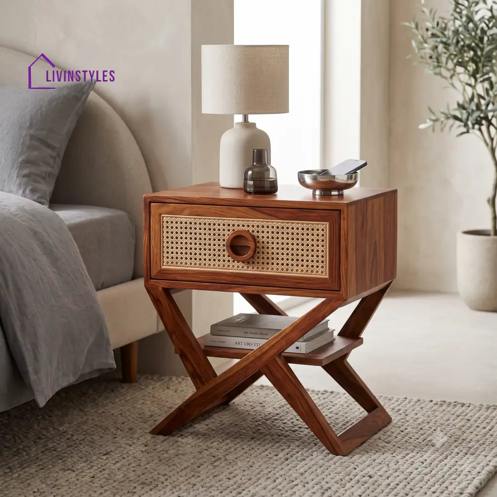 Yinka Premium Wooden Bedside Table | Side Table for Bedroom