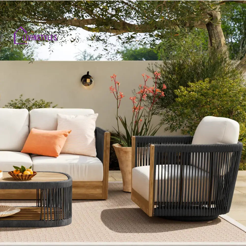 Yofora Outdoor Sofa Set 3 Seater 2 Single seater and 1 Center Table Braided & Rope - Sofa Sets