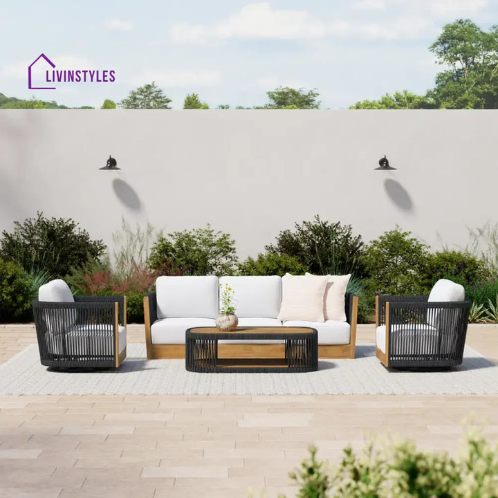 Yofora Outdoor Sofa Set 3 Seater 2 Single seater and 1 Center Table Braided & Rope - Sofa Sets