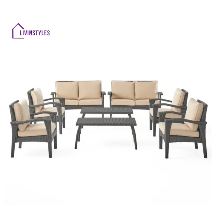 Yoko Brown 8 Seater Outdoor Wicker Conversation Set - Sofa Set