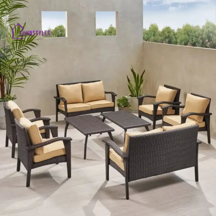 Yoko Brown 8 Seater Outdoor Wicker Conversation Set - Sofa Set