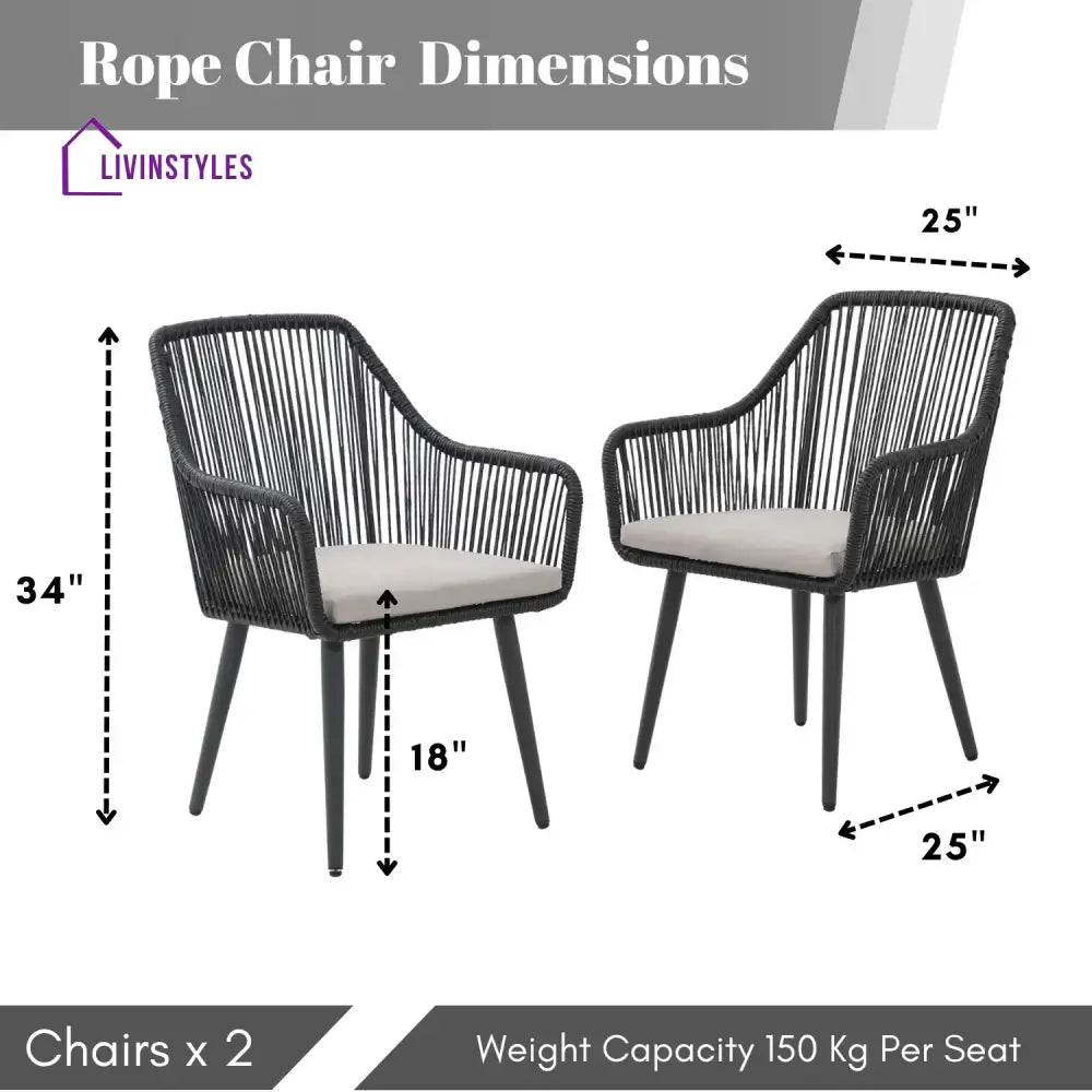 Yolanda 2-Piece Outdoor Rope Patio Dining Chairs - Dinning Chairs
