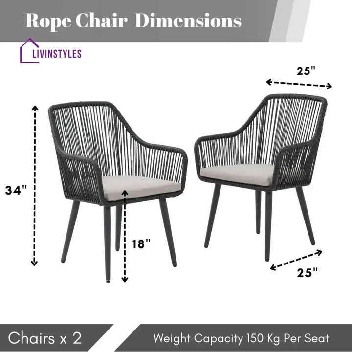 Yolanda 2-Piece Outdoor Rope Patio Dining Chairs - Dinning Chairs