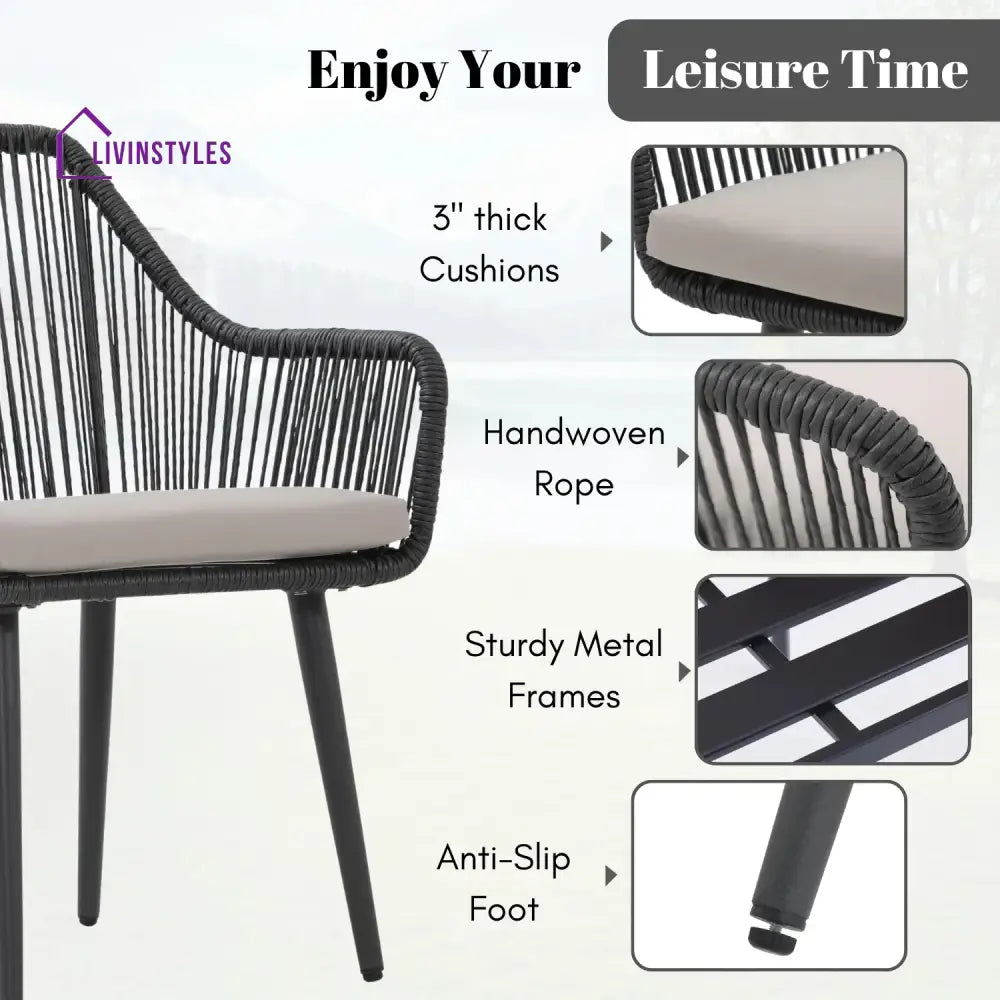 Yolanda 2-Piece Outdoor Rope Patio Dining Chairs - Dinning Chairs