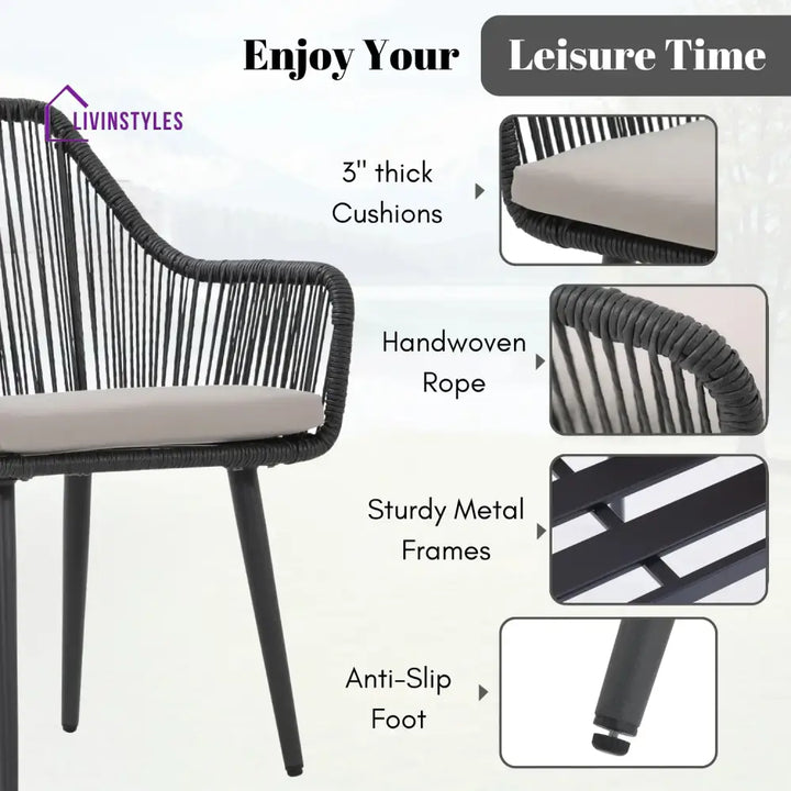 Yolanda 2-Piece Outdoor Rope Patio Dining Chairs - Dinning Chairs