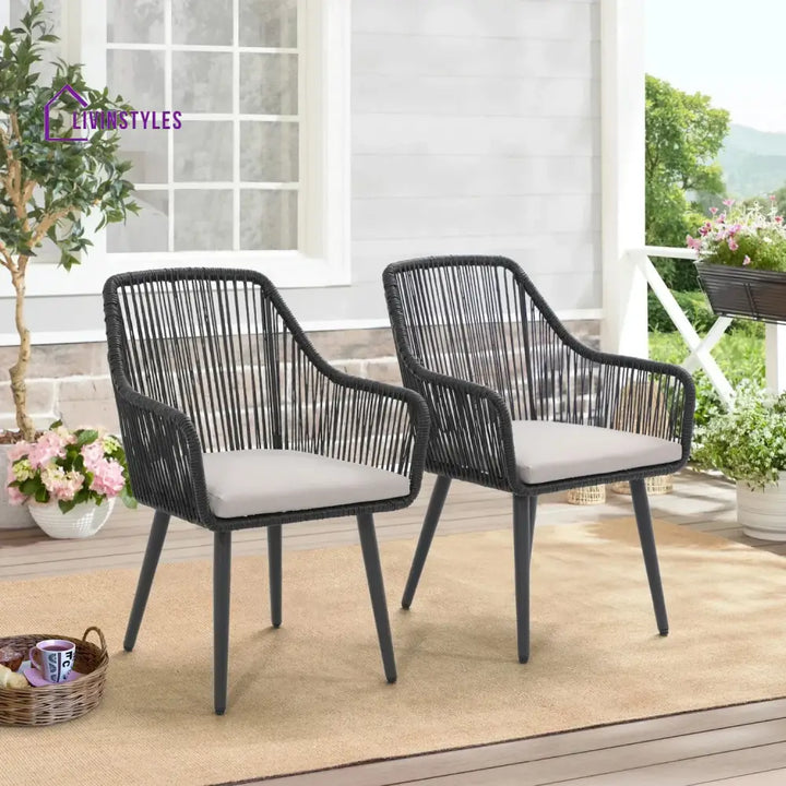 Yolanda 2-Piece Outdoor Rope Patio Dining Chairs - Dinning Chairs