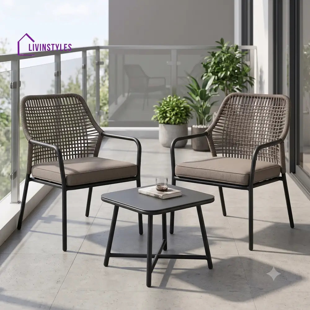 Yseult Outdoor Set 2 Chairs and 1 Table | Balcony Furniture Set