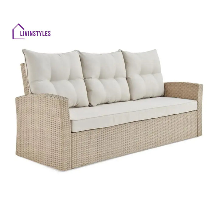 Yue 3-Seater Outdoor Rattan Wicker Patio Sofa - Sofa Set