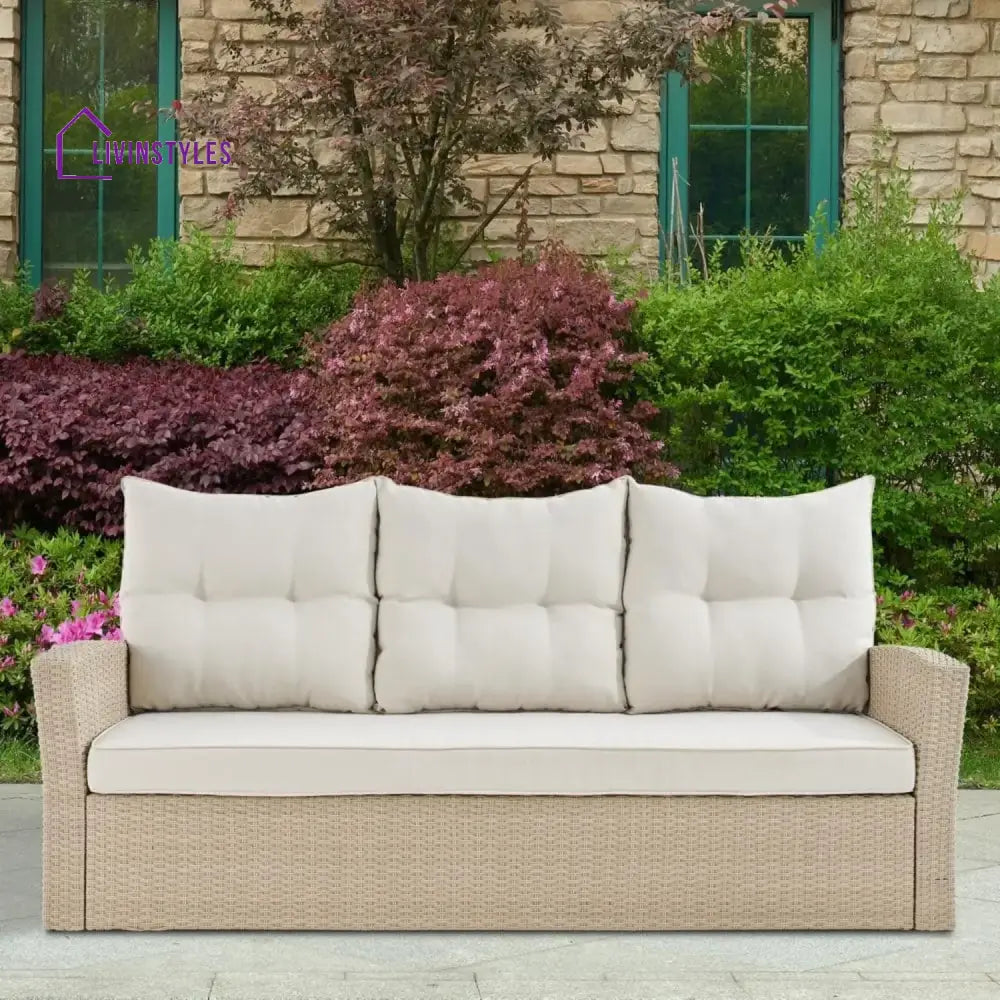 Yue 3-Seater Outdoor Rattan Wicker Patio Sofa - Sofa Set