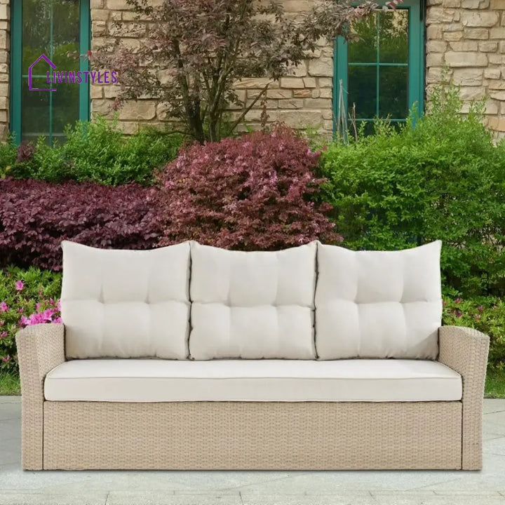 Yue 3-Seater Outdoor Rattan Wicker Patio Sofa - Sofa Set