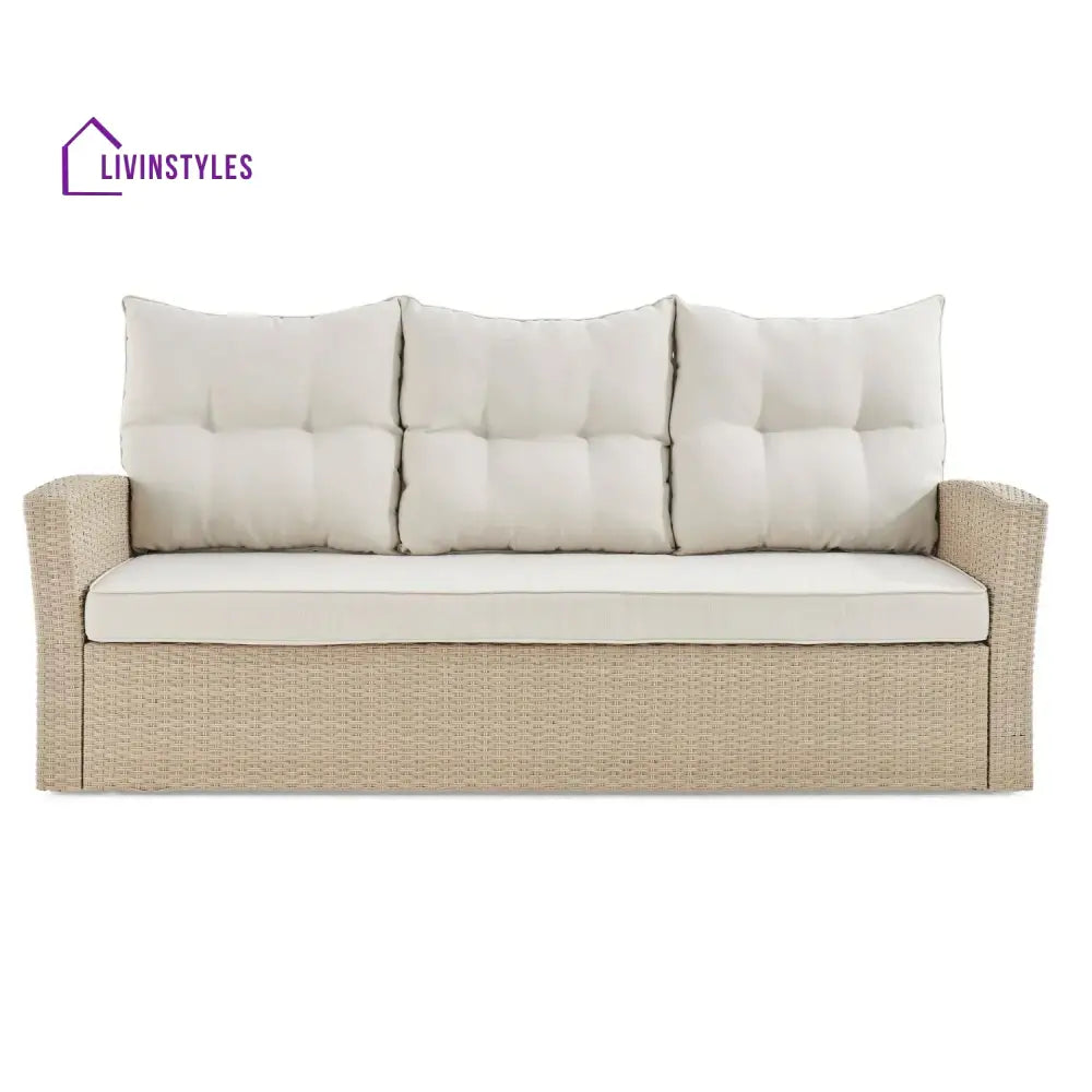 Yue 3-Seater Outdoor Rattan Wicker Patio Sofa - Sofa Set