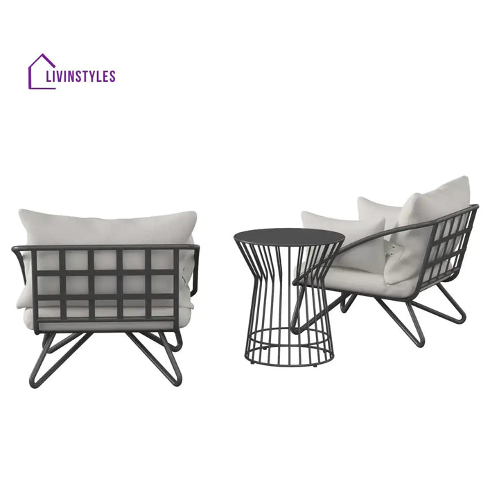 Yug Outdoor Patio Seating Set 2 Chairs and 1 Table Set (Grey) - Coffee Table Sets