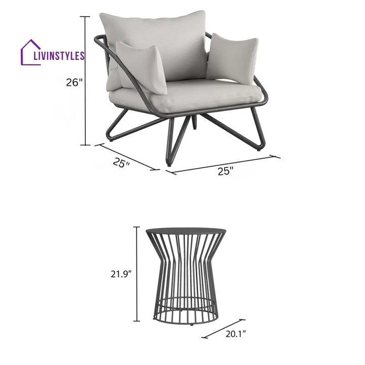 Yug Outdoor Patio Seating Set 2 Chairs and 1 Table Set (Grey) - Coffee Table Sets