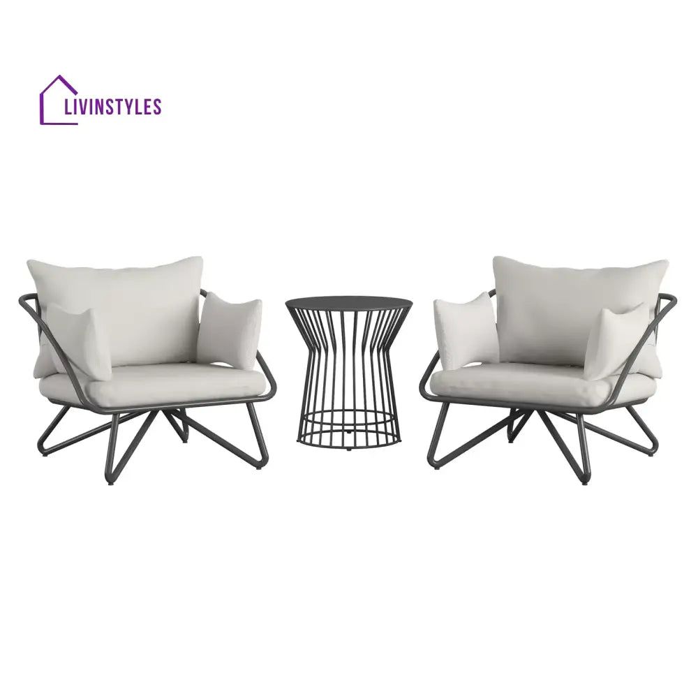 Yug Outdoor Patio Seating Set 2 Chairs and 1 Table Set (Grey) - Coffee Table Sets