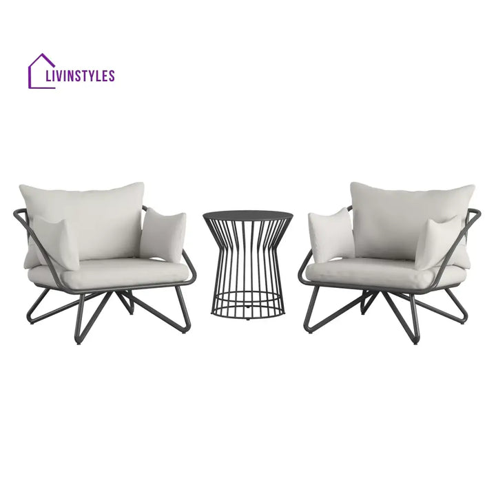 Yug Outdoor Patio Seating Set 2 Chairs and 1 Table Set (Grey) - Coffee Table Sets