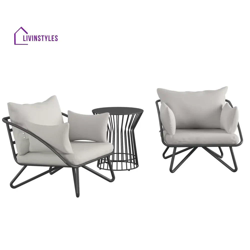 Yug Outdoor Patio Seating Set 2 Chairs and 1 Table Set (Grey) - Coffee Table Sets