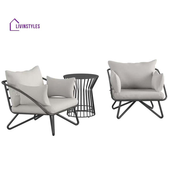 Yug Outdoor Patio Seating Set 2 Chairs and 1 Table Set (Grey) - Coffee Table Sets