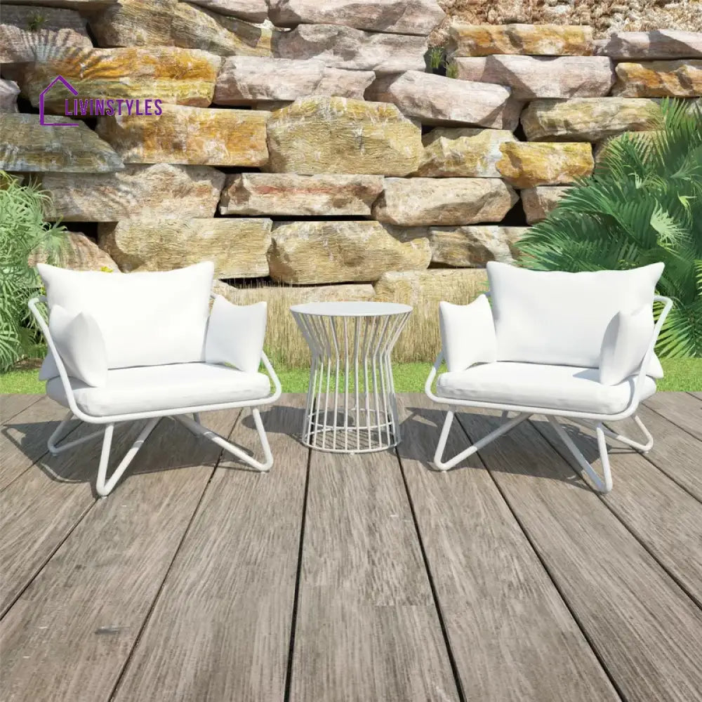 Yug Outdoor Patio Seating Set 2 Chairs and 1 Table Set (Grey) - White - Coffee Table Sets