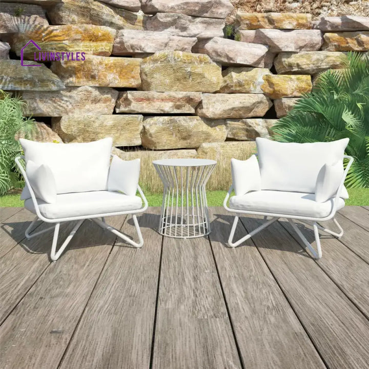 Yug Outdoor Patio Seating Set 2 Chairs and 1 Table Set (Grey) - White - Coffee Table Sets
