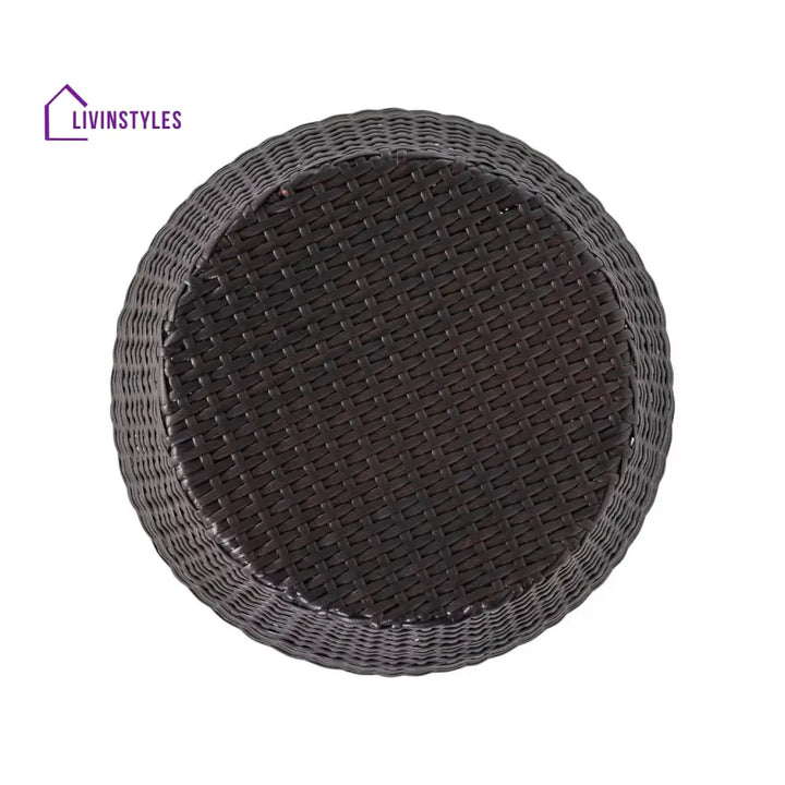 Yui Dark Brown Rattan Damru Accent Table for Patio - Table