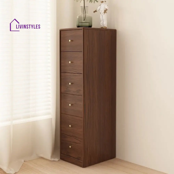 Yulia Solid Walnut Wood Chest of Drawers for Luxury Homes