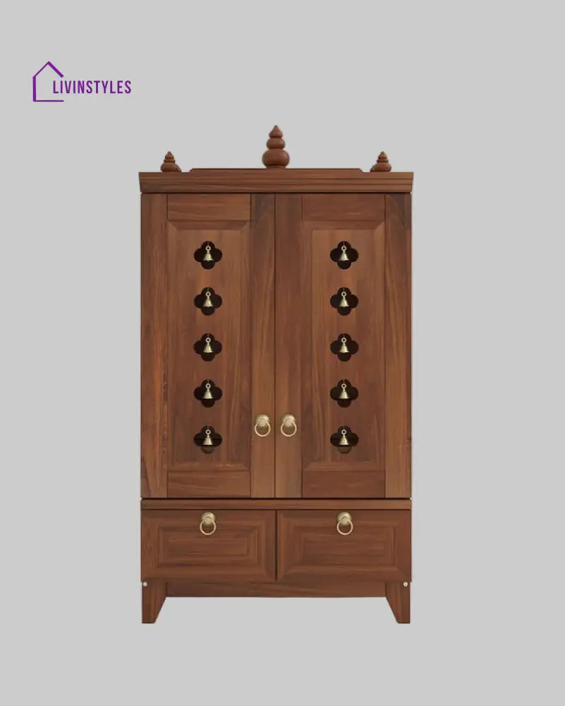 Yulia Solid Wood Pooja Mandir for Home with Doors | Handcrafted Home Temple