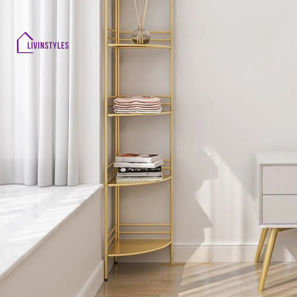 Yulia Stainless Steel Frame Storage Shelves | Corner Shelves