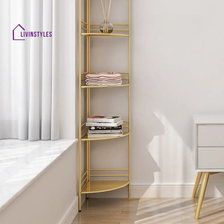 Yulia Stainless Steel Frame Storage Shelves | Corner Shelves