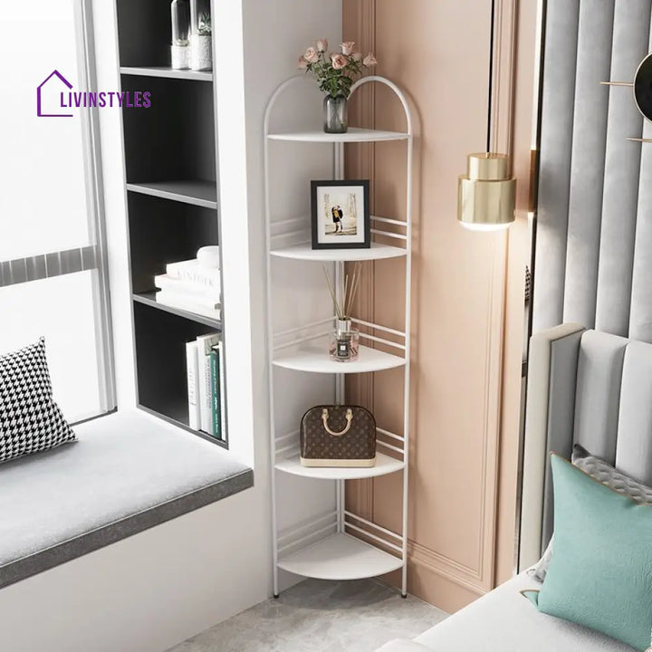 Yulia Stainless Steel Frame Storage Shelves | Corner Shelves