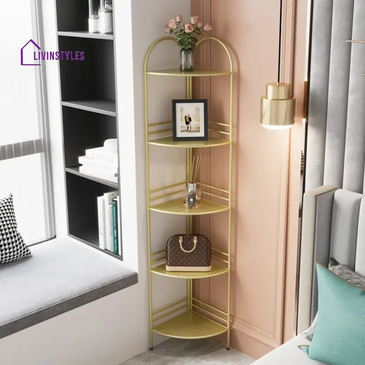 Yulia Stainless Steel Frame Storage Shelves | Corner Shelves