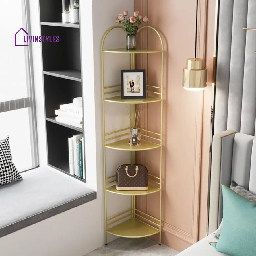Yulia Stainless Steel Frame Storage Shelves | Corner Shelves