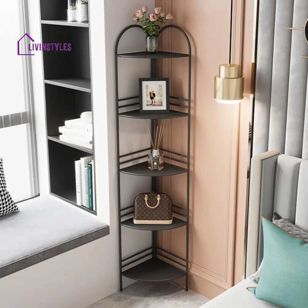 Yulia Stainless Steel Frame Storage Shelves | Corner Shelves