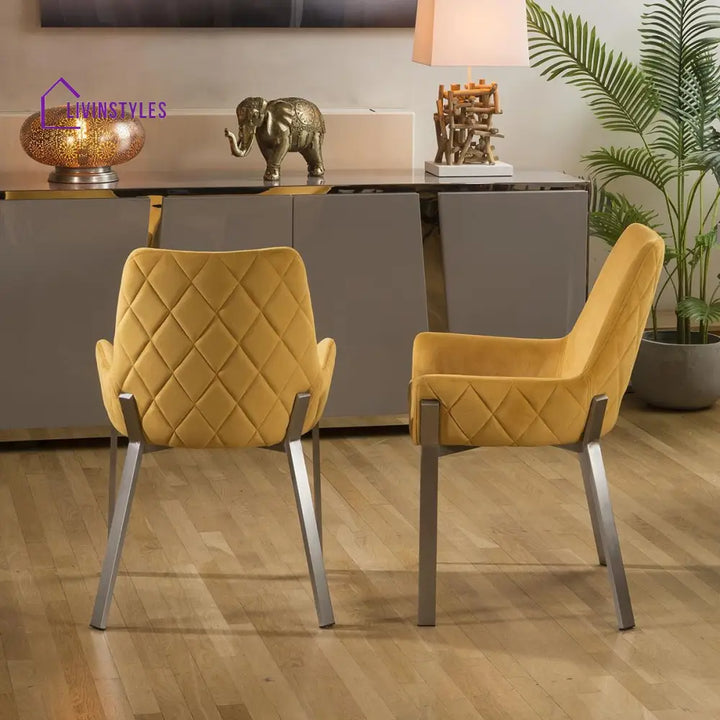 Yuliya 4 Seater Round Dining Set Grey Mustard Dining Room / Dining Sets