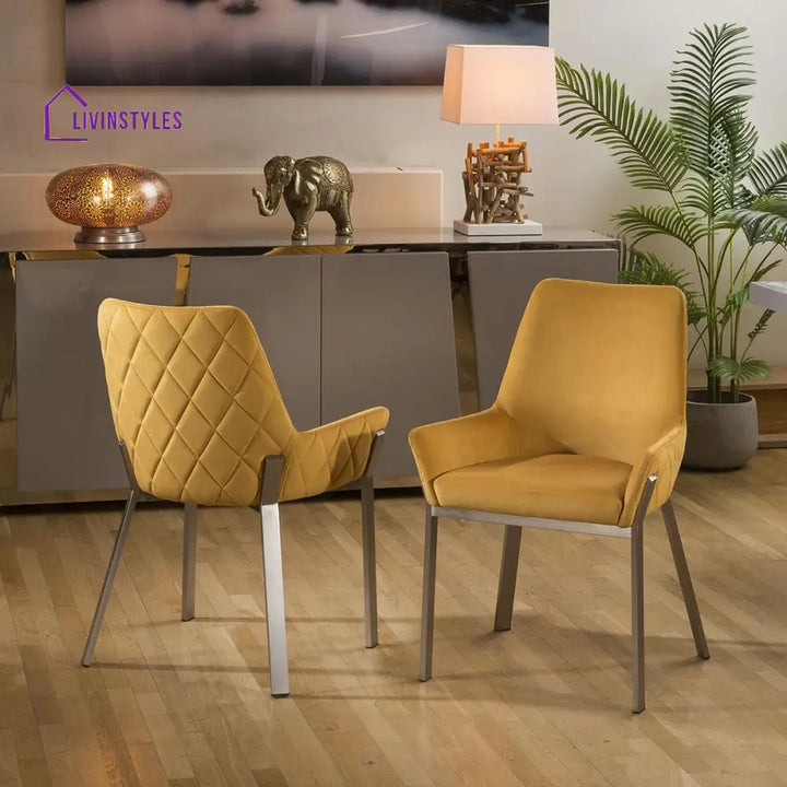 Yuliya 4 Seater Round Dining Set Grey Mustard Dining Room / Dining Sets