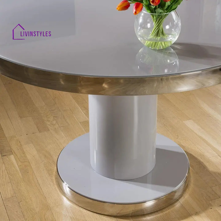 Yuliya 4 Seater Round Dining Set Grey Mustard Dining Room / Dining Sets